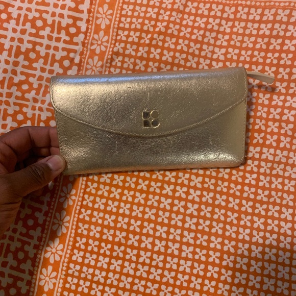 kate spade Bags Vintage Kate Spade Gold Metallic Long Flap Wallet